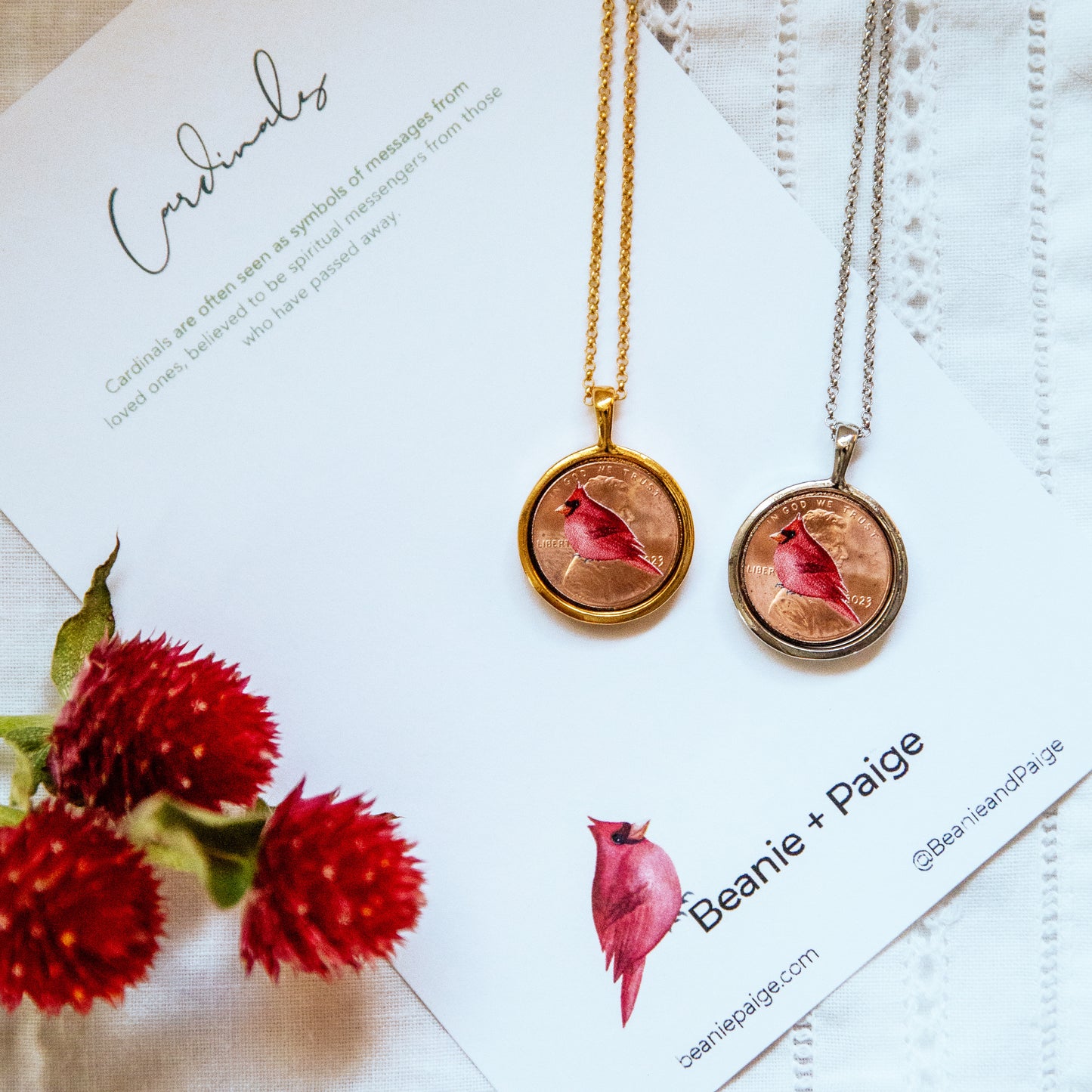 Personalized Cardinal Photo Locket Necklace