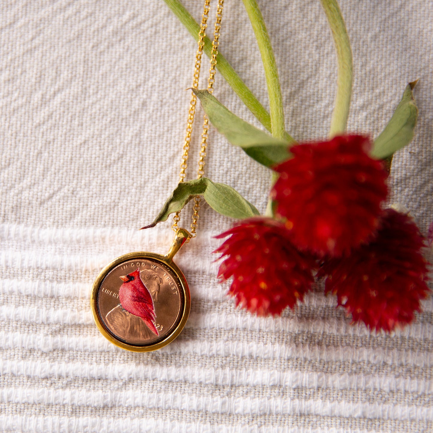 Personalized Cardinal Photo Locket Necklace