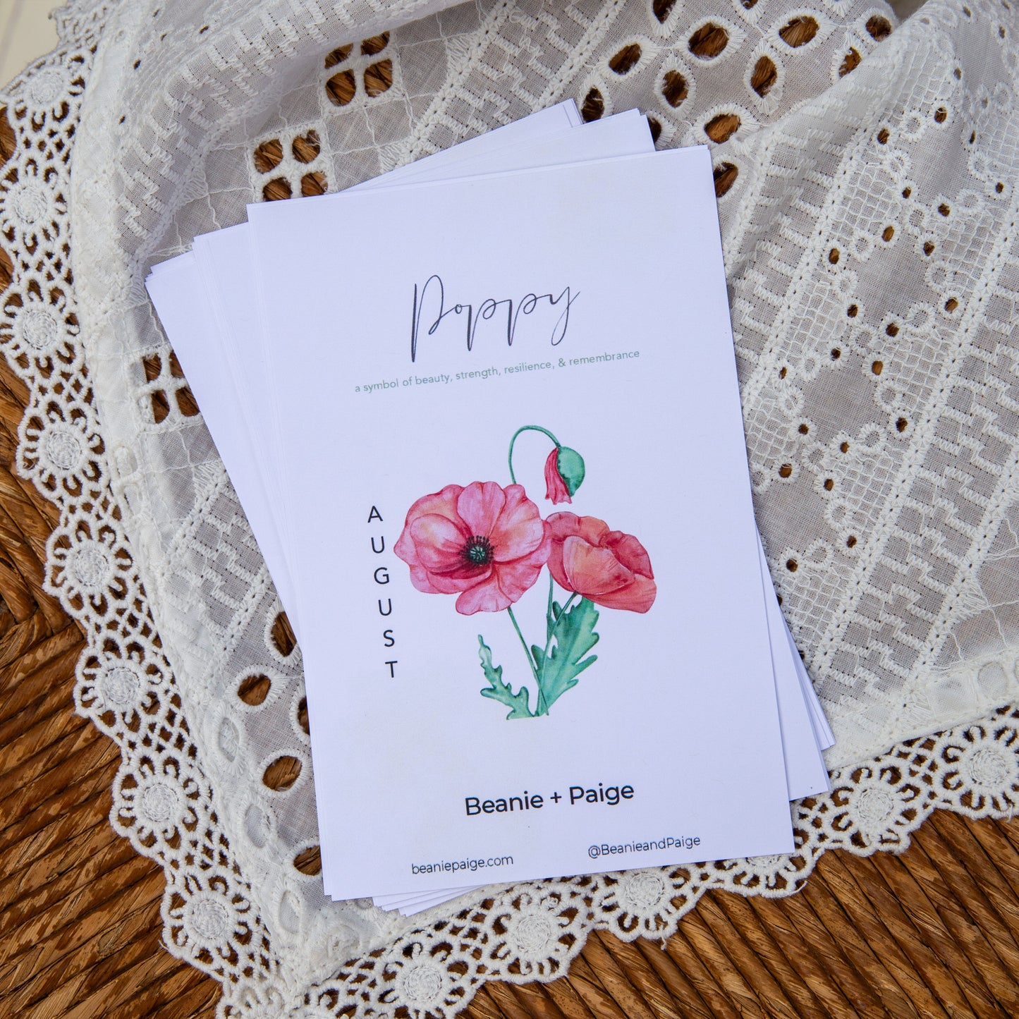 August Poppy Flower Locket with Photo