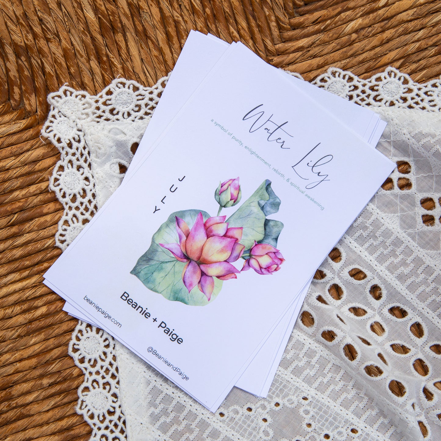 July Water Lily Flower Locket with Photo