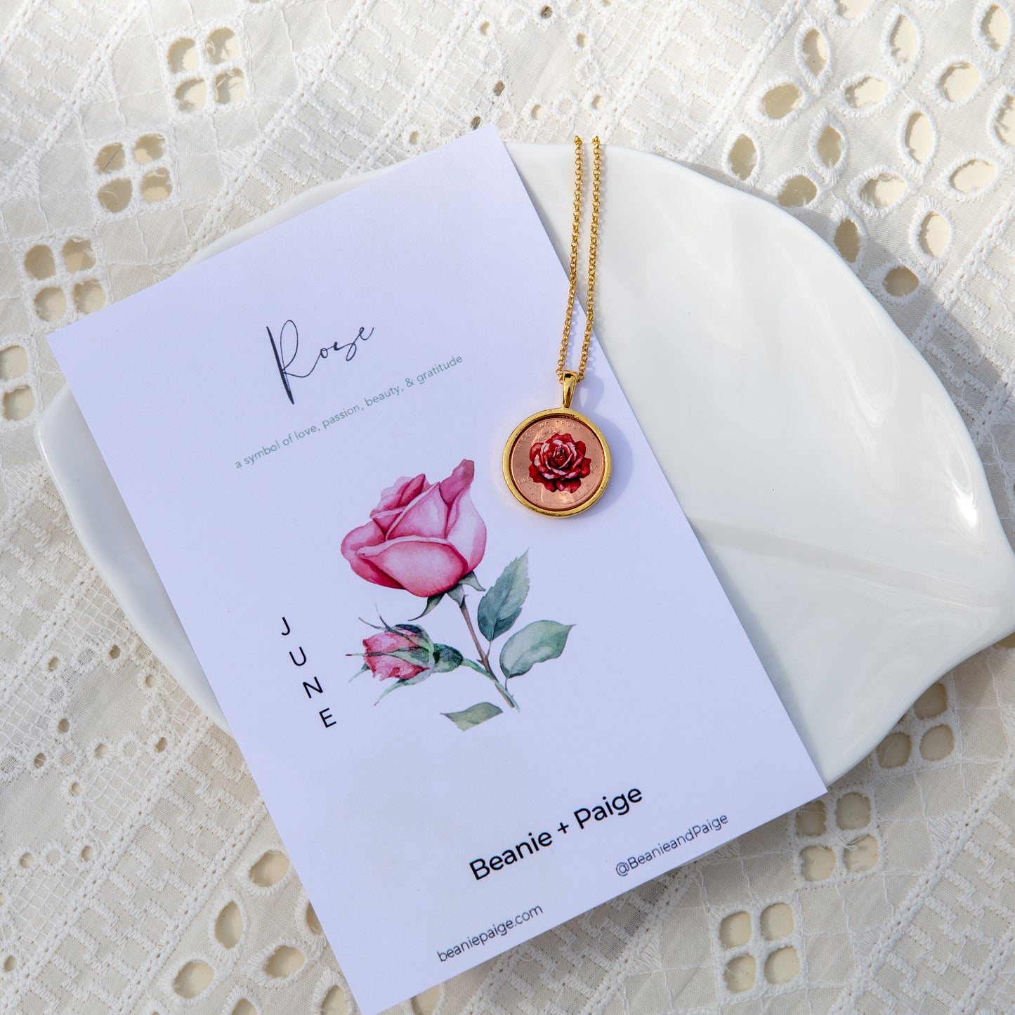 June Rose Flower Locket with Photo