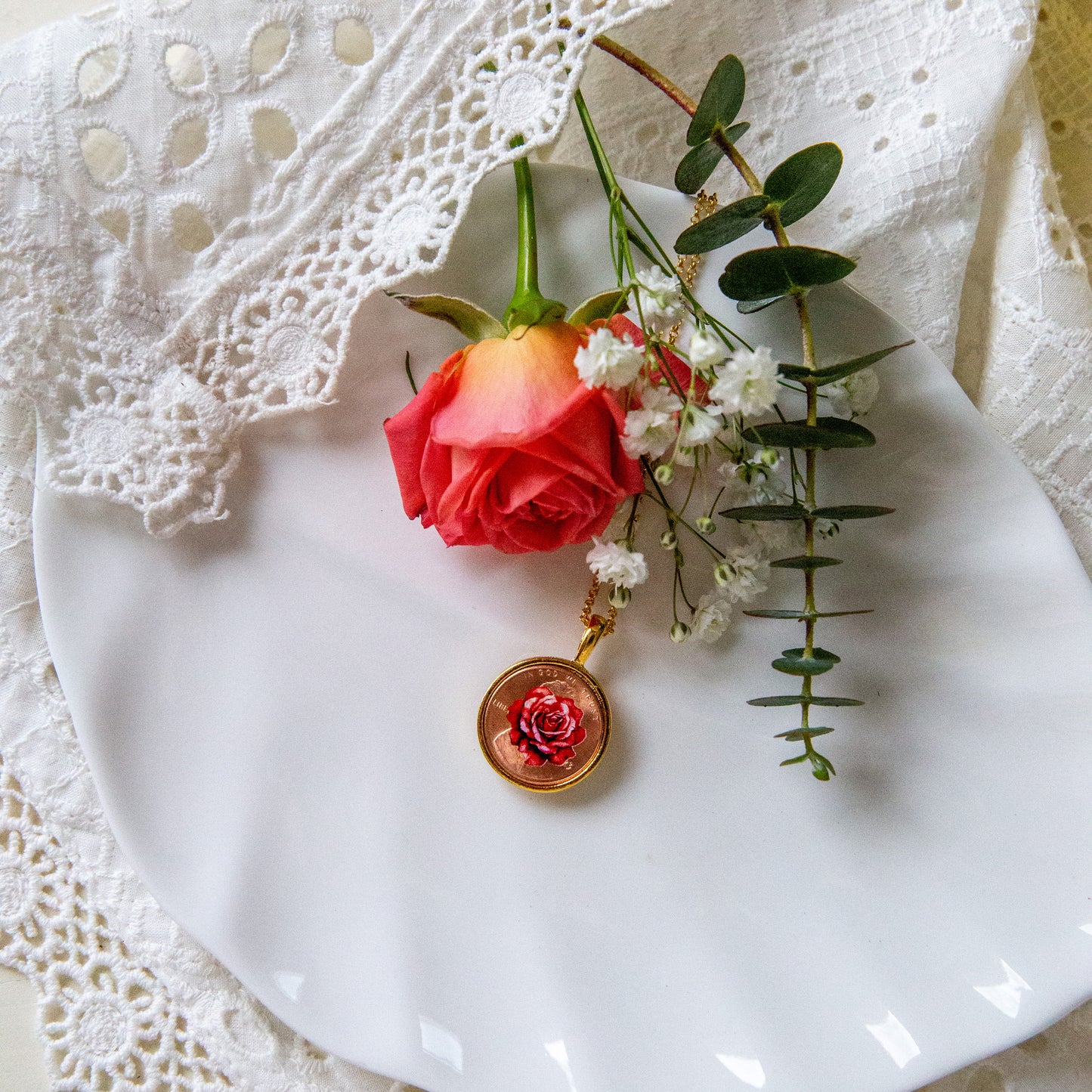 June Rose Flower Locket with Photo