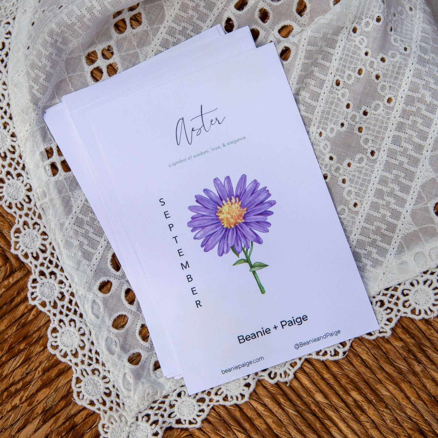 September Aster Flower Locket with Photo