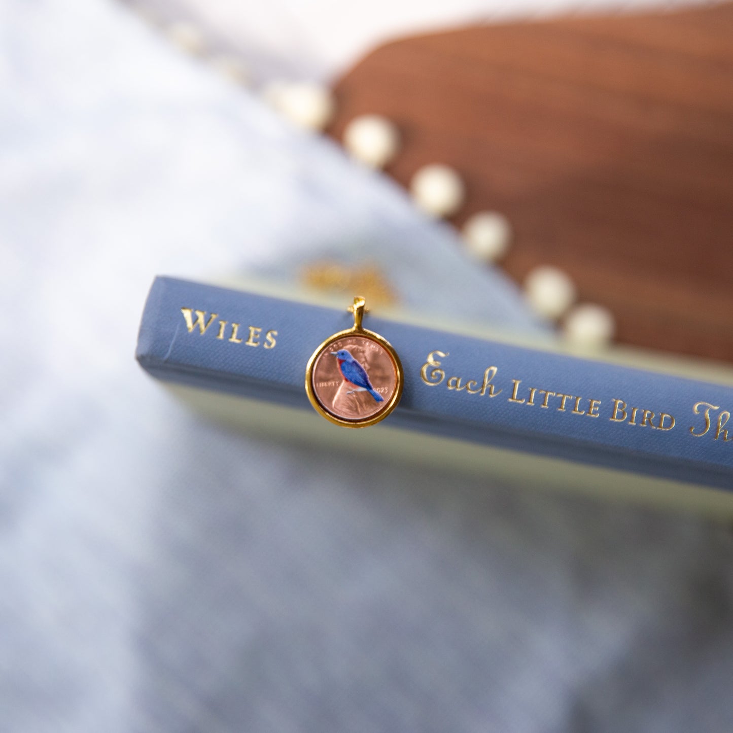 Personalized Blue Bird Photo Locket Necklace