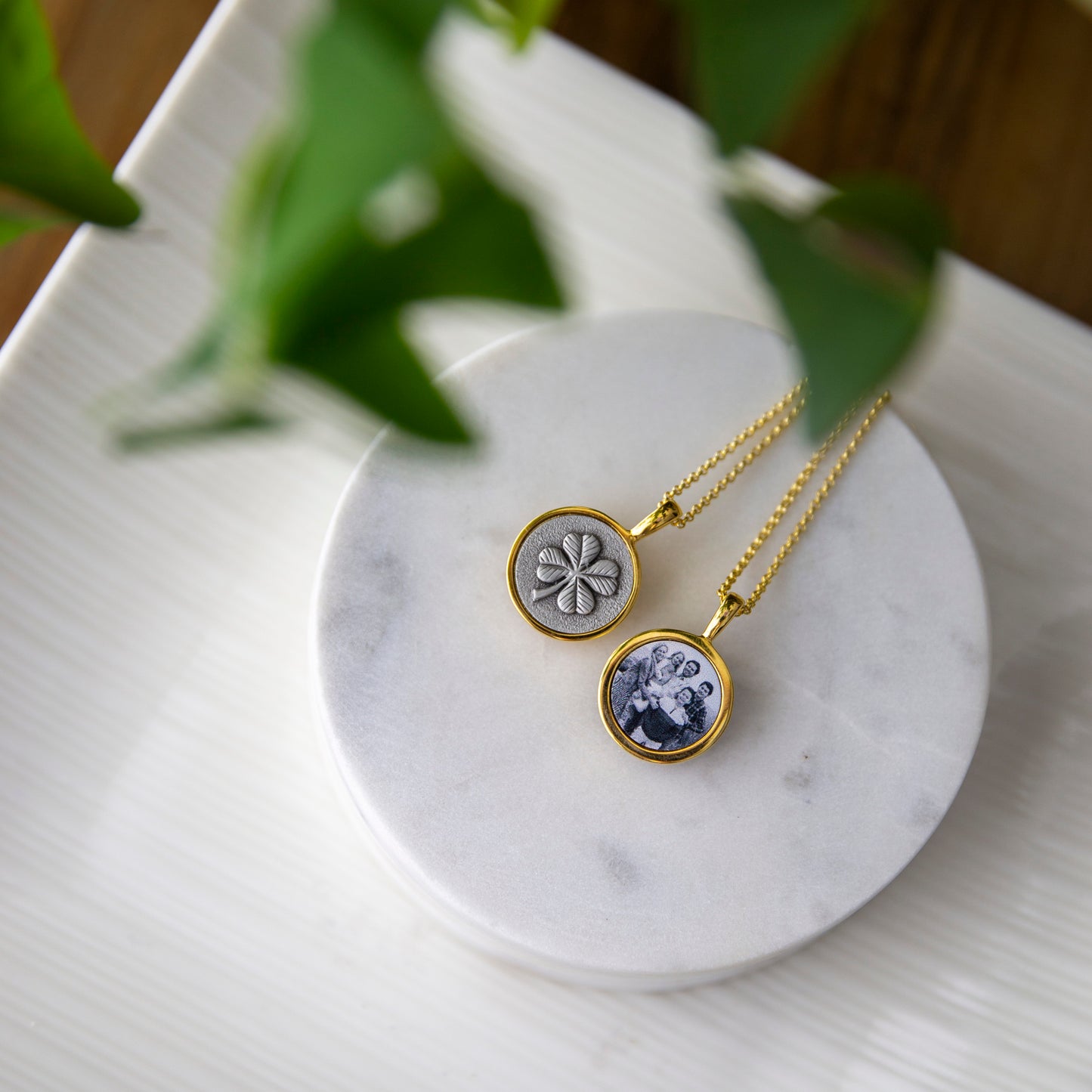 Personalized 4-Leaf Clover Custom Photo Necklace