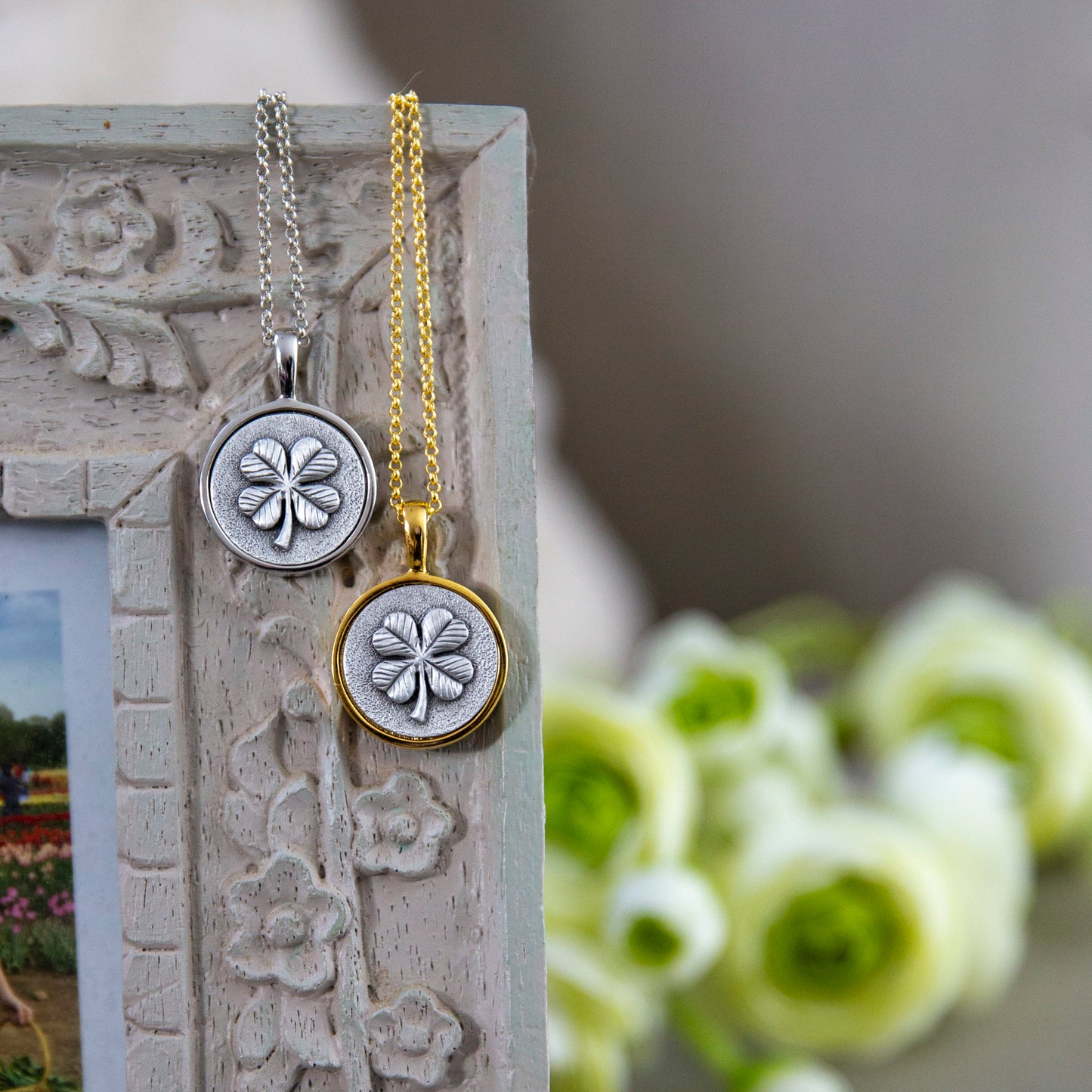Personalized 4-Leaf Clover Custom Photo Necklace