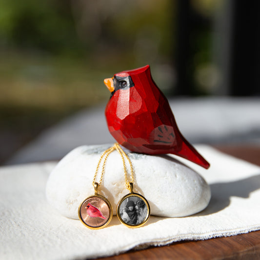 Personalized Cardinal Photo Locket Necklace