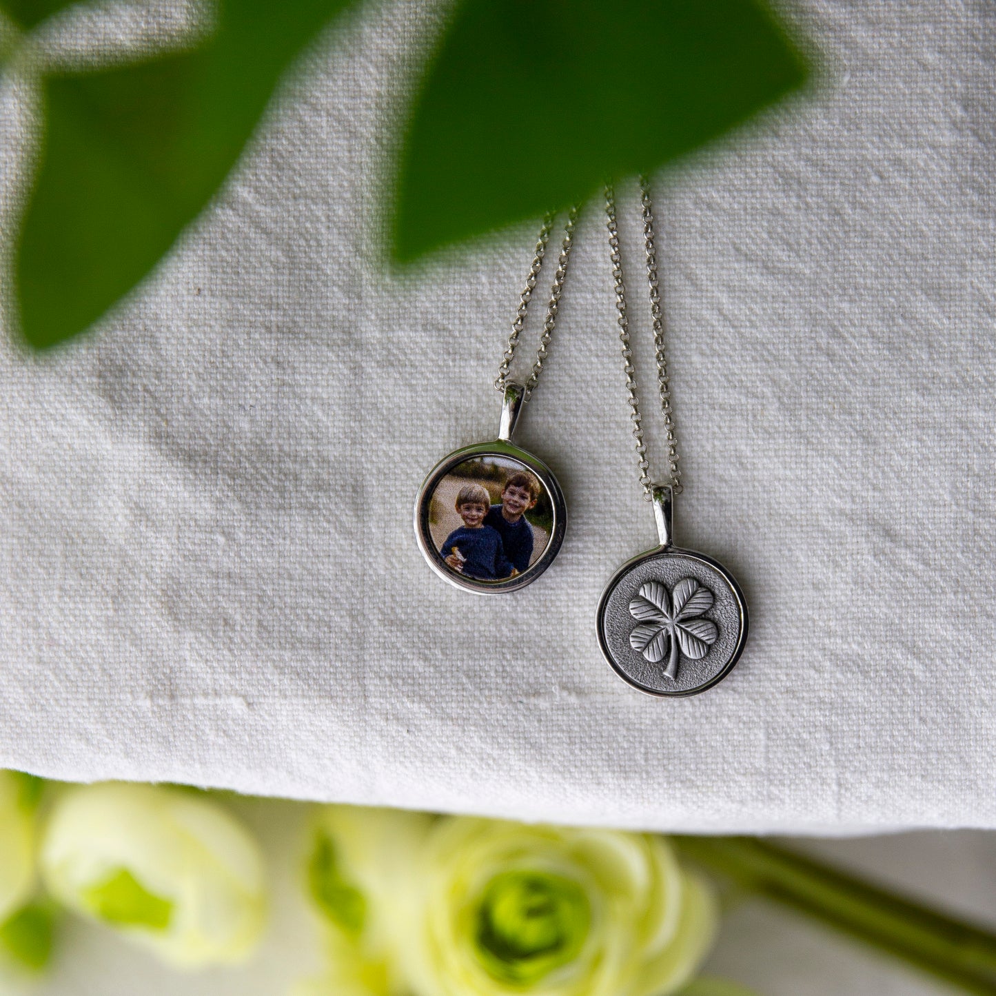 Personalized 4-Leaf Clover Custom Photo Necklace