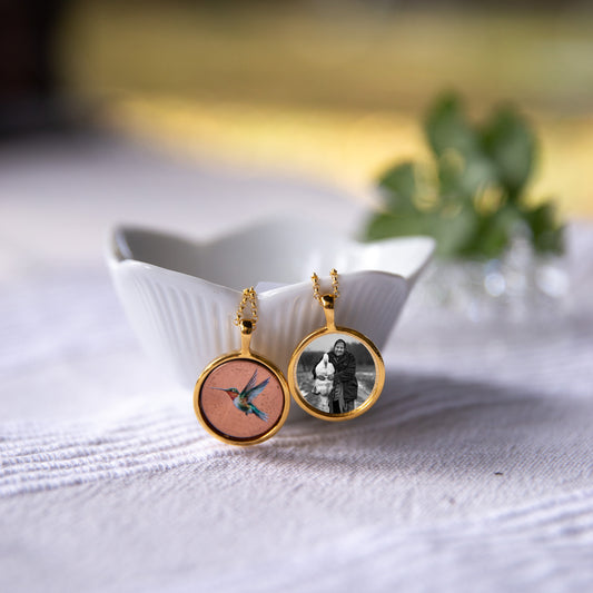 Personalized Hummingbird Photo Locket Necklace