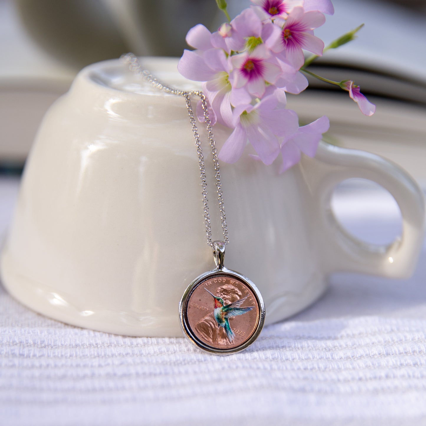Personalized Hummingbird Photo Locket Necklace