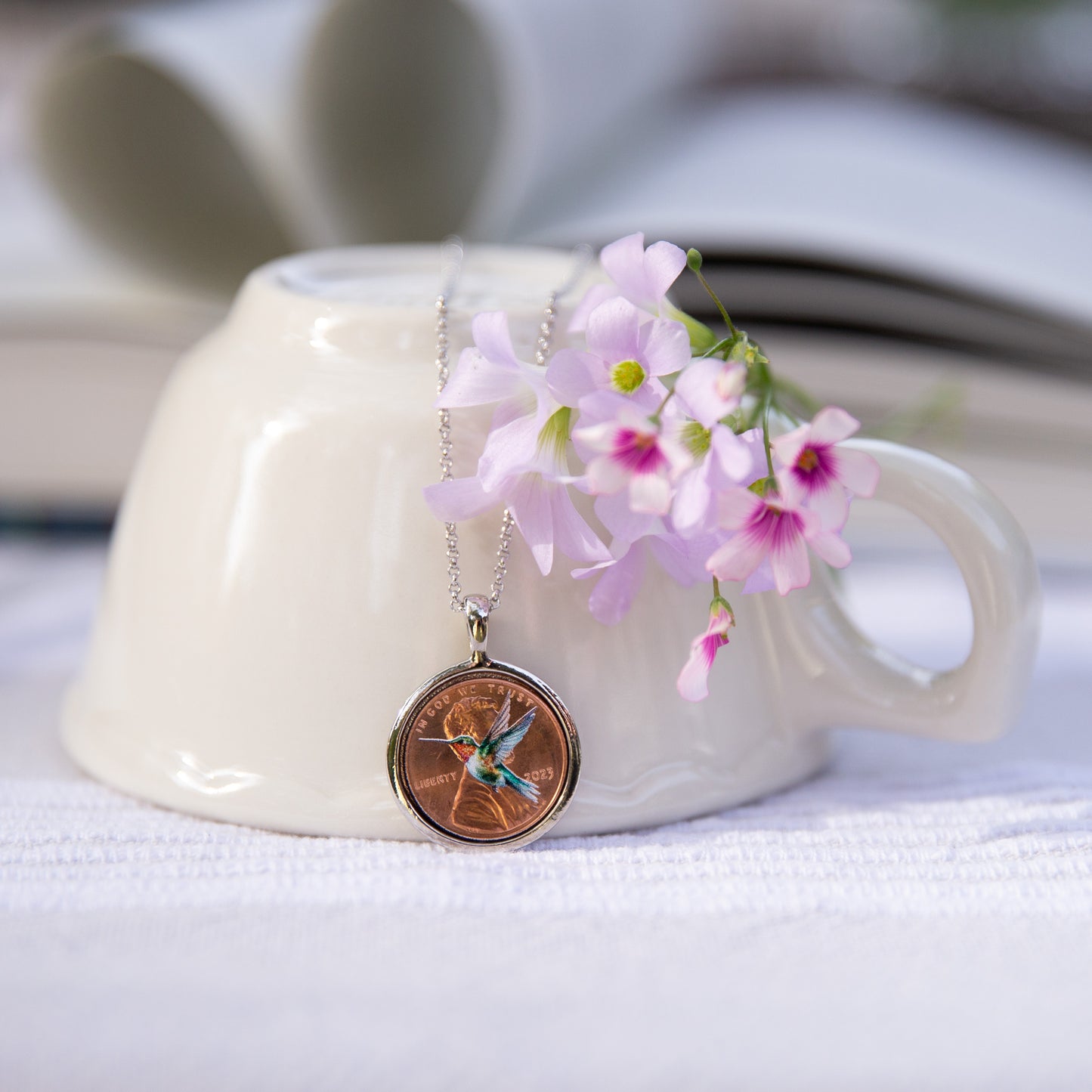 Personalized Hummingbird Photo Locket Necklace