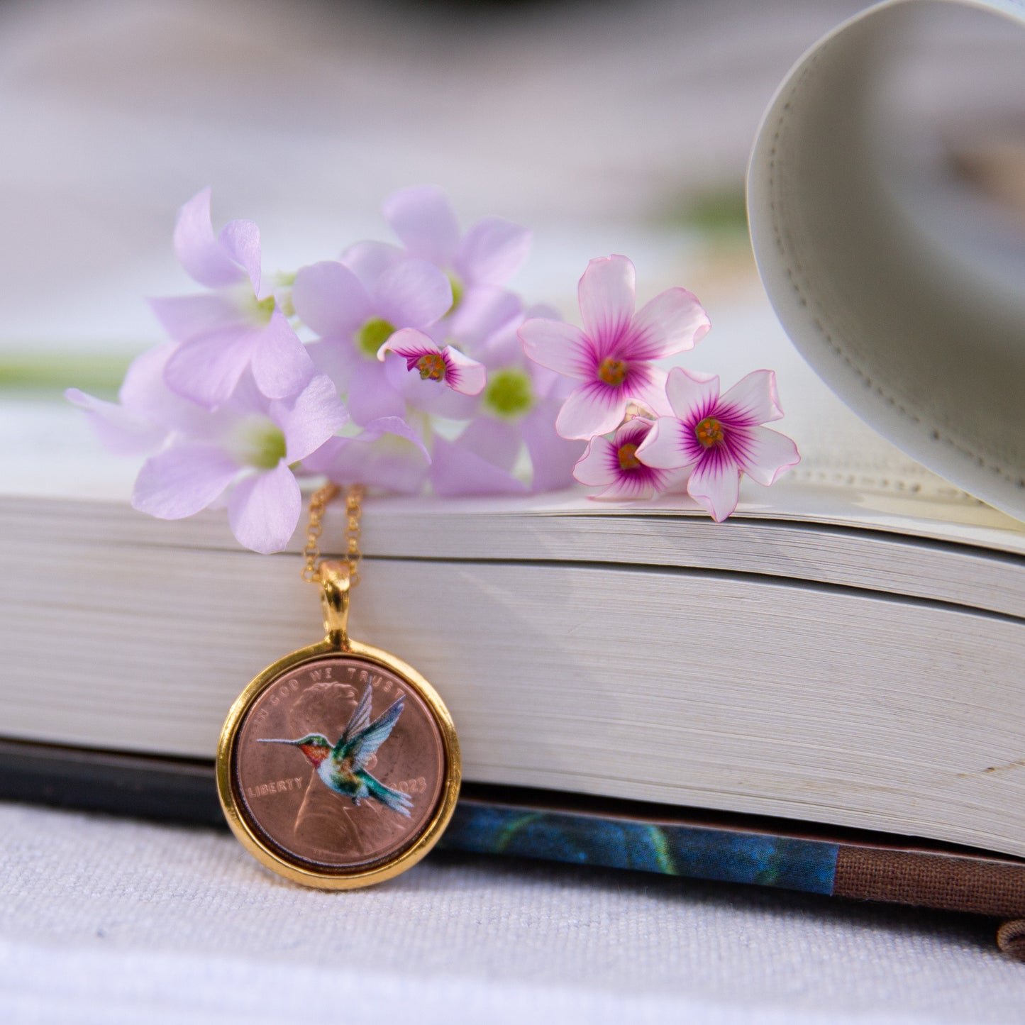 Personalized Hummingbird Photo Locket Necklace