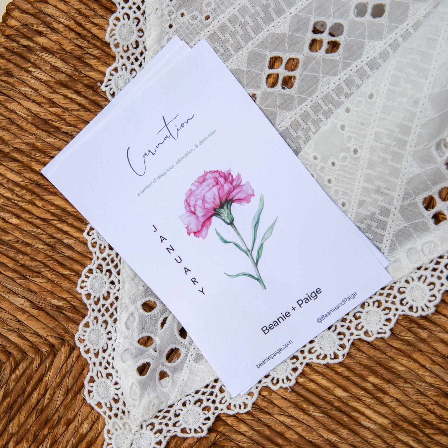January Carnation Flower Locket with Photo