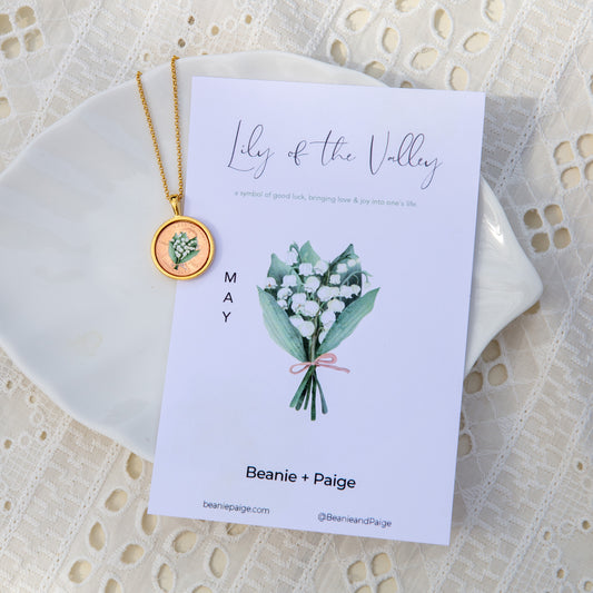 May Lily of the Valley Flower Locket with Photo